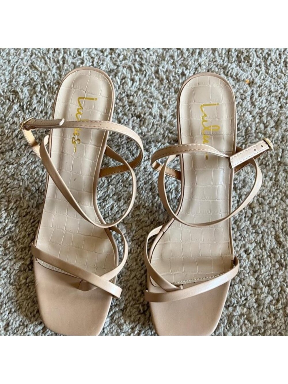Lulus cream & tan heels with crocodile skin texture - used once
